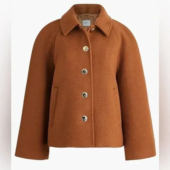 New with tags! J. Crew Cropped wool-blend swing coat in mocha/camel - Picture 2 of 5